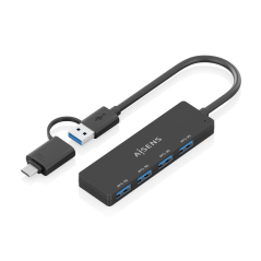 AISENS Hub USB 3.1 USB-C USB-A, USB-C/M+USB-A/M-4xTIPO A/H, Negro, 15c