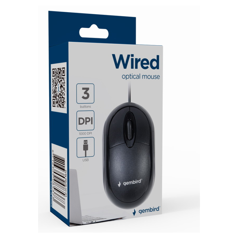 Gembird MUS-U-01 ratón Ambidextro USB tipo A Óptico 1000 DPI