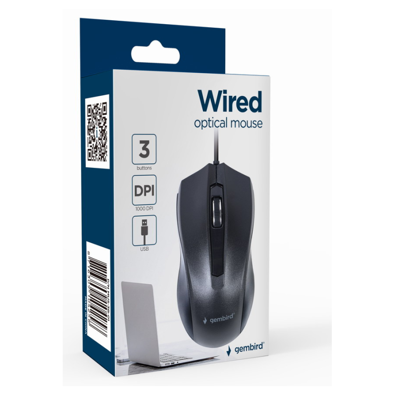 Gembird MUS-3B-01 ratón Oficina Ambidextro USB tipo A Óptico 1000 DPI