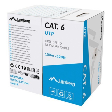 Lanberg LCU6-11CU-0100-S cable de red Gris 100 m Cat6 U/UTP (UTP)