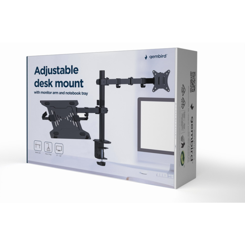 Gembird MA-DA-03 soporte para monitor 81,3 cm (32) Escritorio Negro