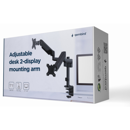 Gembird MA-DA2P-01 soporte para monitor 81,3 cm (32) Escritorio Negro