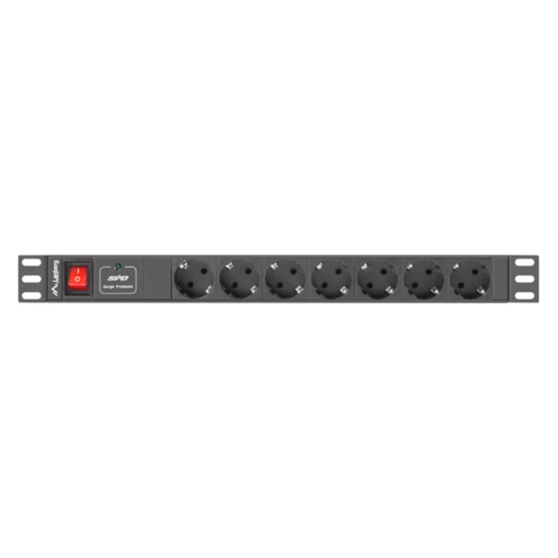 Lanberg PDU-07F-0200-IEC-BK unidad de distribución de energía (PDU) 7 salidas AC 1U Negro