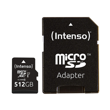 Tarjeta memoria micro sd intenso 512gb premium uhs - i cl10 + adaptado