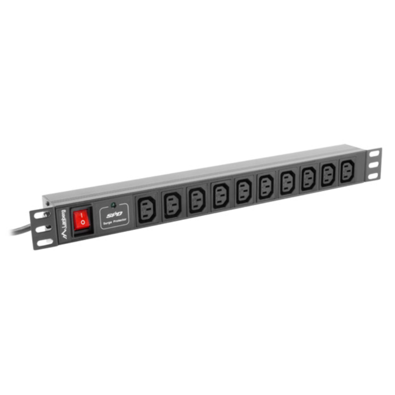 Lanberg PDU-10I-0200-IEC-BK unidad de distribución de energía (PDU) 10 salidas AC 1U Negro