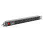 Lanberg PDU-10I-0200-IEC-BK unidad de distribución de energía (PDU) 10 salidas AC 1U Negro