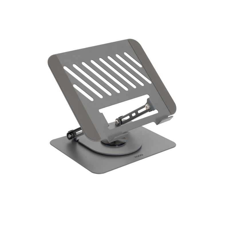 TooQ Soporte Elevador con rotación 360° y ajustable, para dispositivos de 11”-17”, Color Gris Oscuro