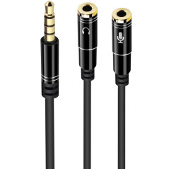 Cable adaptador de audio ewent jack 3.5mm macho a jack 3.5mm hembra x2