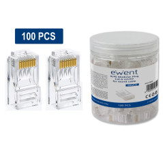 Conector rj45 ewent im1205 cat.6 u - utp para cable redondo 100 unidad