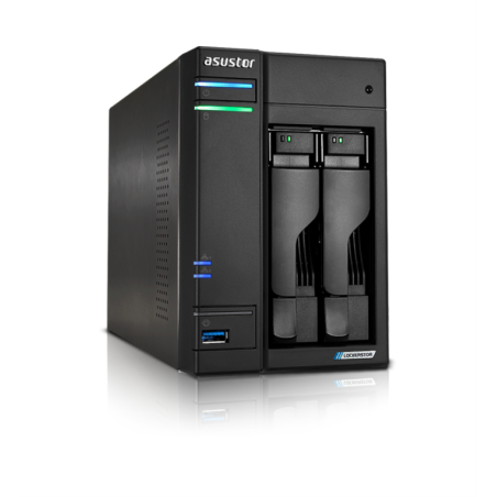 Servidor nas asustor tower 2 bay quad - core 2.0ghz cpu dual 2.5gbe po
