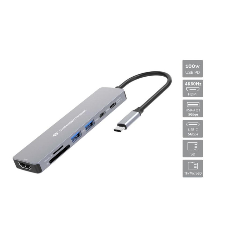 Docking station conceptronic donn28g usb tipo c 7 en 1