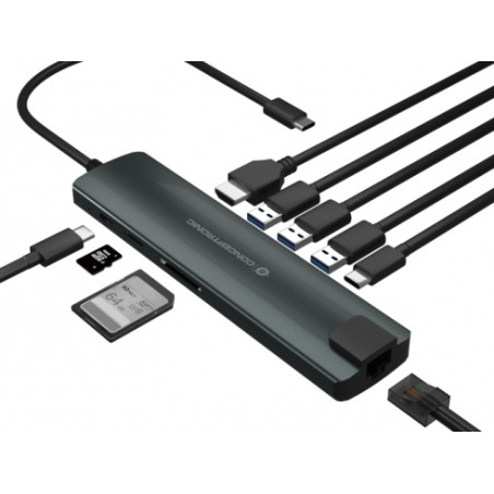 Adaptador conceptronic usb tipo c 9 en 1 hdmi - usb - c - pd - usb 3.0