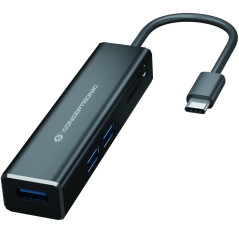 Adaptador conceptronic usb tipo c a hub usb 3 puertos con lector de ta