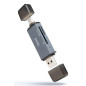 Lector de tarjetas tooq sd + tf - con entradas usb - c 3.0 + usb a - gris