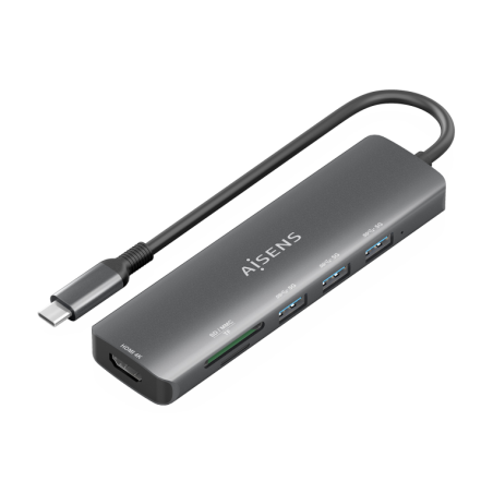 AISENS ASUC-6P024-GR base para portátil y replicador de puertos Alámbr