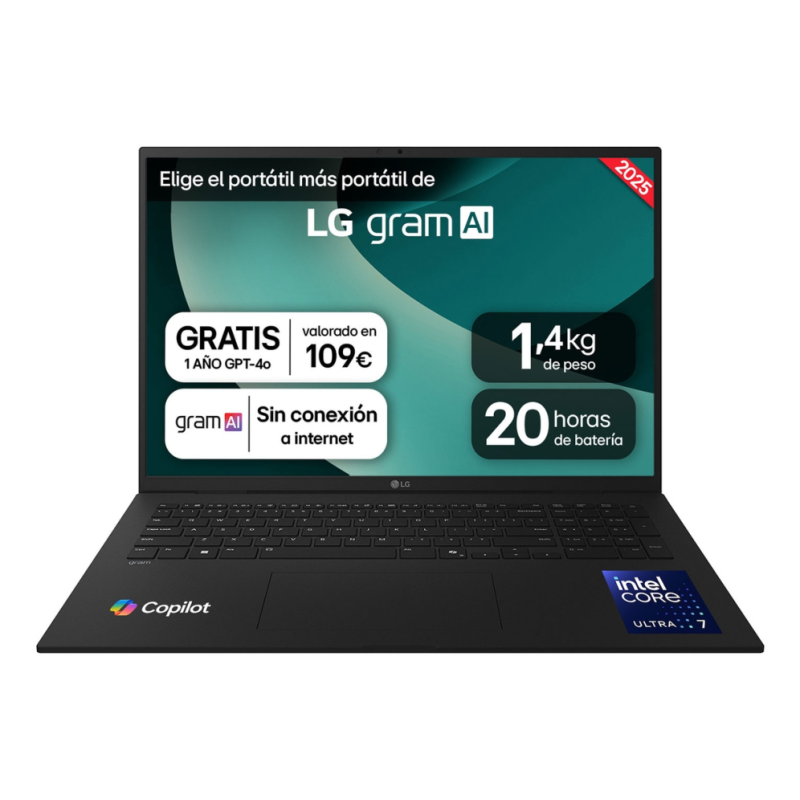 LG Gram 17ZD90T-G.AX88B ordenador portatil Intel Core Ultra 7 255H Portátil 43,2 cm (17) WQXGA 32 GB LPDDR5x-SDRAM 1 TB SSD Wi-F