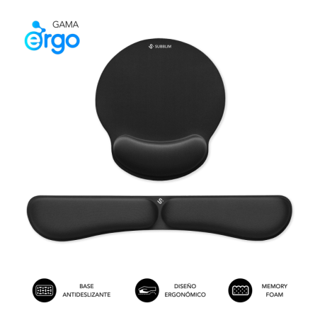 SUBBLIM Pack Alfombrilla de Ratón Ergonómica + Reposamuñecas Teclado –