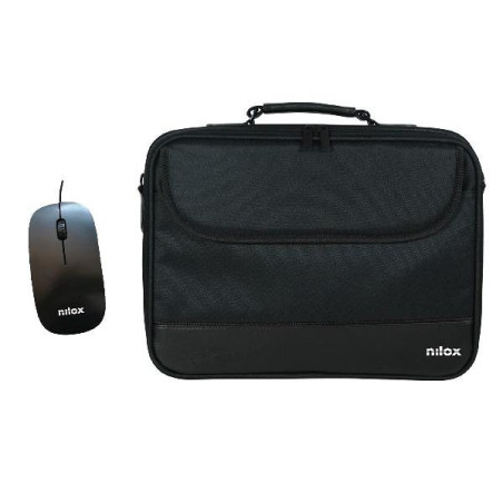 Maletin nilox duro + mouse raton para portatil 15.6 pulgadas negro
