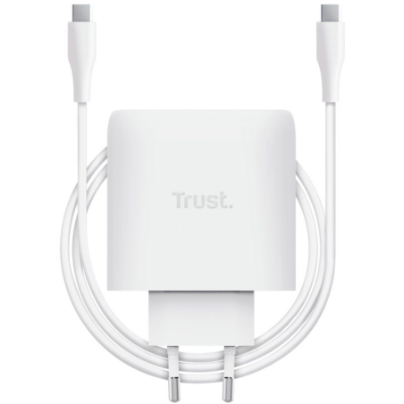 CARGADOR PARED/VIAJE USB-C 65W + CABLE USB-C 2 M MAXO BLANCO TRUST