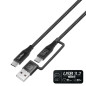 CABLE TRENZADO USB-C + A/ USB-C 3.2 Gen2 + CARGA RAPIDA 60W 1.8 M NEGRO COOLBOX