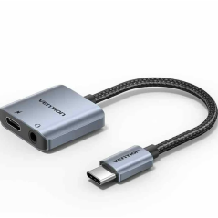 ADAPTADOR AUDIO USB-C/M JACK 3.5/H GRIS VENTION