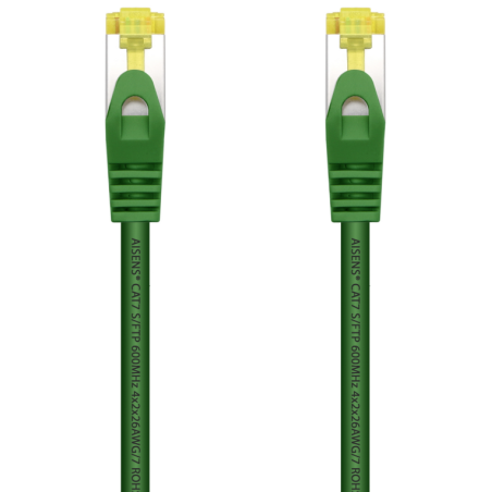 AISENS Cable De Red Latiguillo RJ45 LSZH Cat.7 600 MHz S/FTP PIMF AWG26, Verde, 2.0 m