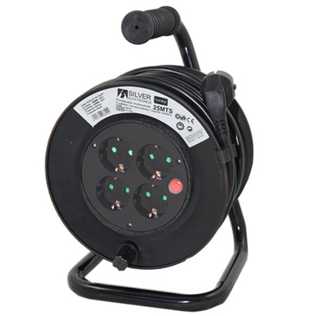 Regleta alargadera enrollacables 4 tomas - 50m - 16a - 250v - 3x1.5mm 