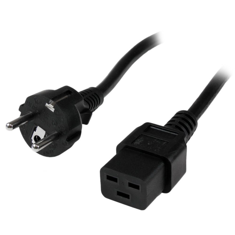 Cable schuko a c19 startech 2m - macho - hembra - negro