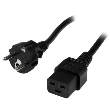 Cable schuko a c19 startech 2m - macho - hembra - negro