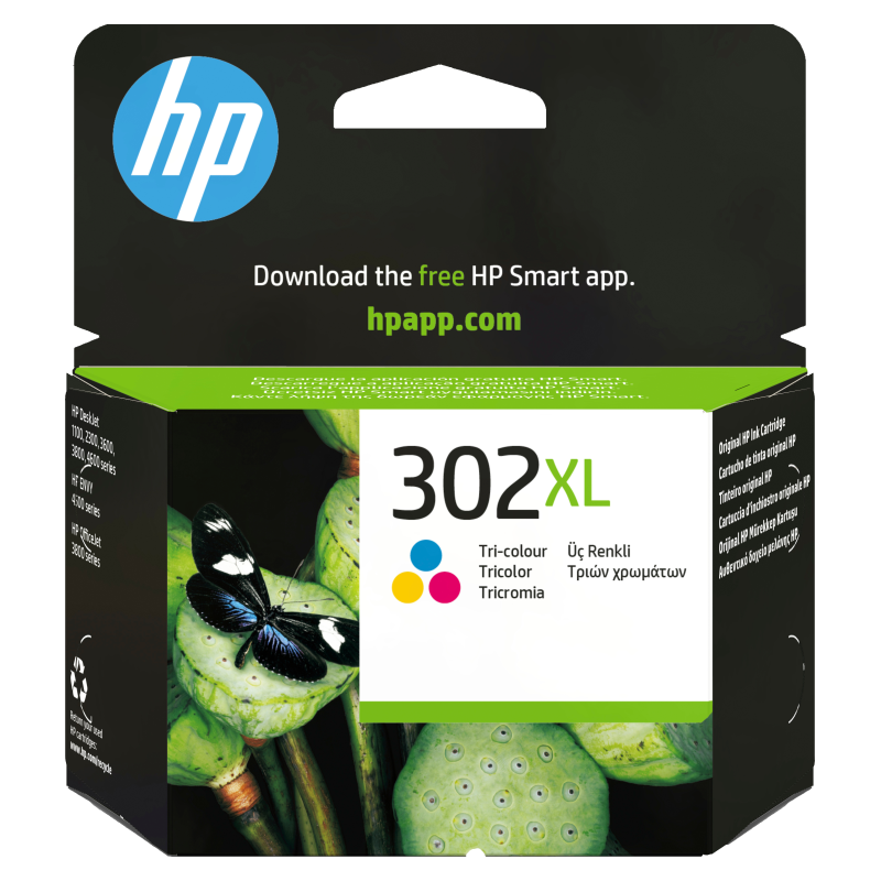 HP Cartucho de tinta original 302XL de alta capacidad tricolor