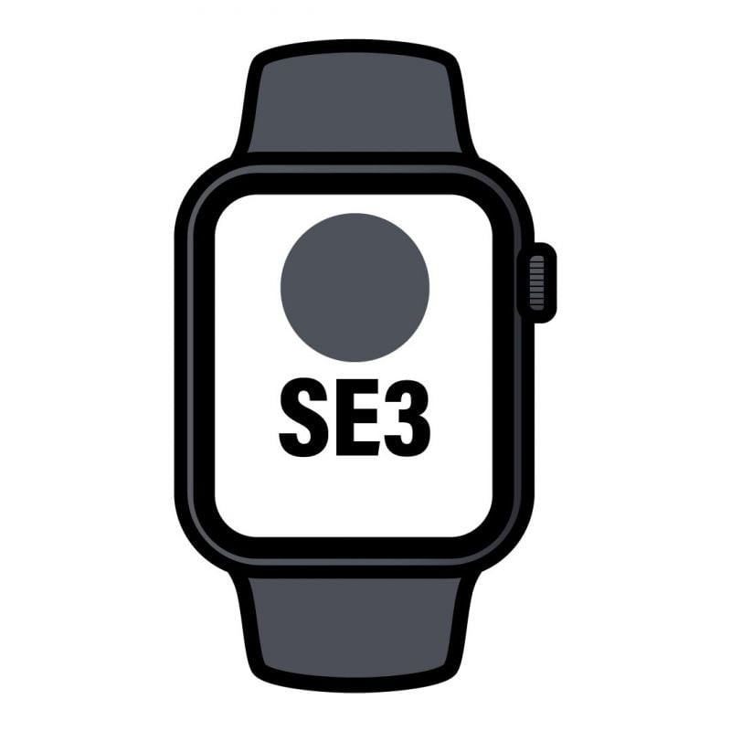 Apple Watch SE3/ GPS/ 44mm/ Caja de Aluminio Medianoche/ Correa Deportiva Negra S/M
