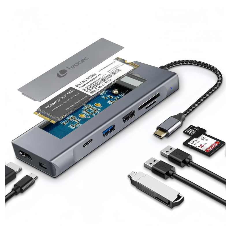 Leotec Docking Station 8 en 1 con ranura M.2 para SSD
