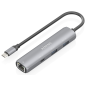 AISENS Dock USB-C A Ethernet Gigabit + Hub 1xUSB-C+2xUSB-A, Gris, 15cm