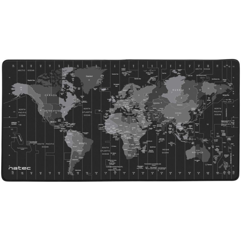 NATEC Time Zone Map Maxi Negro, Gris