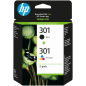 HP Pack de ahorro de 2 cartuchos de tinta original 301 negro/Tri-color