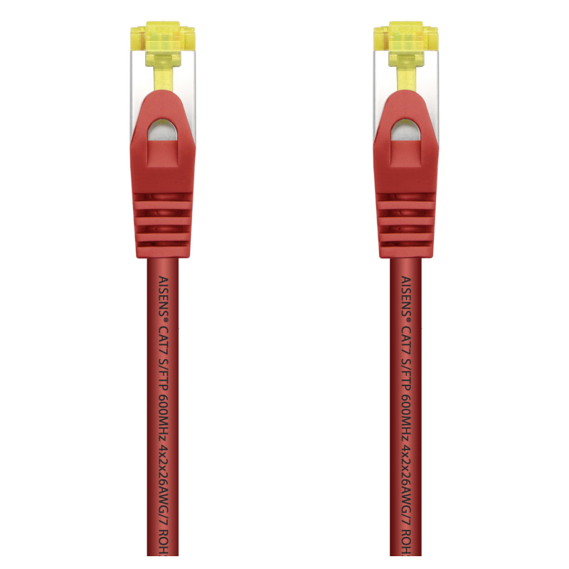 AISENS Cable De Red Latiguillo RJ45 LSZH Cat.7 600 MHz S/FTP PIMF AWG26, Rojo, 1.0 m