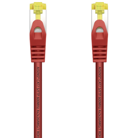 AISENS Cable De Red Latiguillo RJ45 LSZH Cat.7 600 MHz S/FTP PIMF AWG26, Rojo, 2.0 m