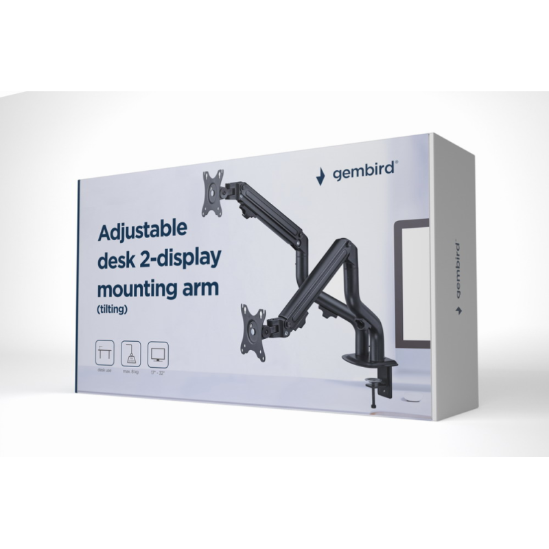 Gembird MA-DA2-02 soporte para monitor 81,3 cm (32) Escritorio Negro