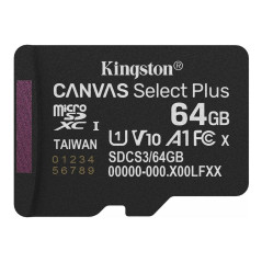 Tarjeta memoria micro secure digital sdxc 64gb kingston canvas select 