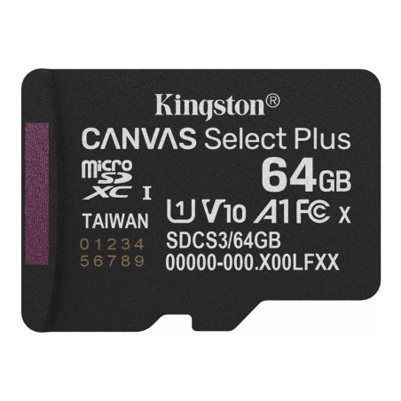 Tarjeta memoria micro secure digital sdxc 64gb kingston canvas select 