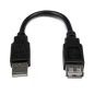Cable usb tipo a startech 0.15m - macho - hembra - negro