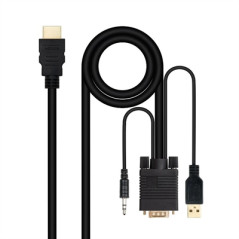 Cable conversor nanocable hdmi a vga+audio+usb - 1.8 m - negro
