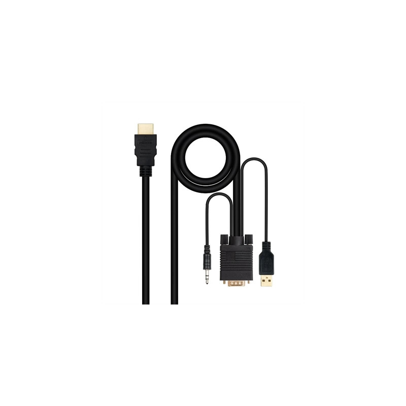 Cable conversor nanocable hdmi a vga+audio+usb - 1.8 m - negro