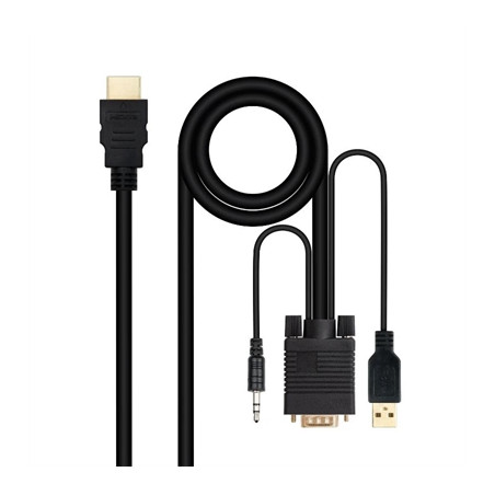 Cable conversor nanocable hdmi a vga+audio+usb - 1.8 m - negro