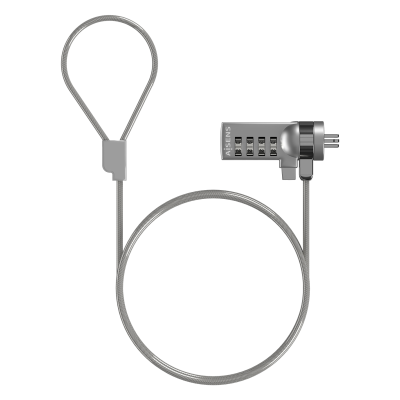 AISENS Cable de Seguridad con Cerradura de Combinacion para Ordenador, Monitor, Portatil 1.5M