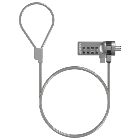 AISENS Cable de Seguridad con Cerradura de Combinacion para Ordenador, Monitor, Portatil 1.5M
