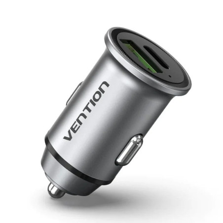 CARGADOR COCHE USB-A + USB-C 20W GRIS VENTION