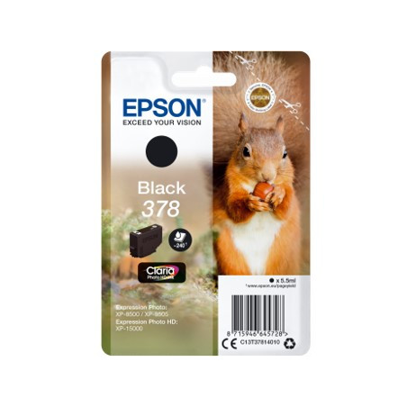 Cartucho tinta epson c13t37814010 singlepack negro 378 claria photo hd