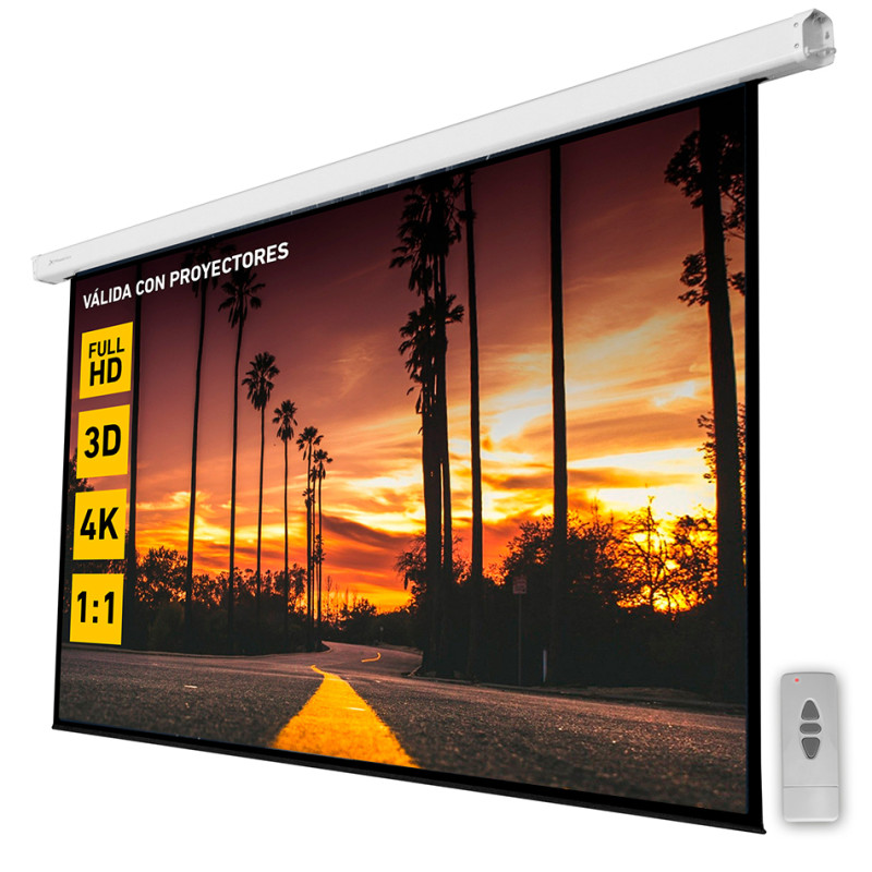 Pantalla electrica videoproyector pared y techo phoenix 112´´ ratio 1:1 - 4:3 - 16:9 2m x 2 m posicion ajustable - carcasa blanc