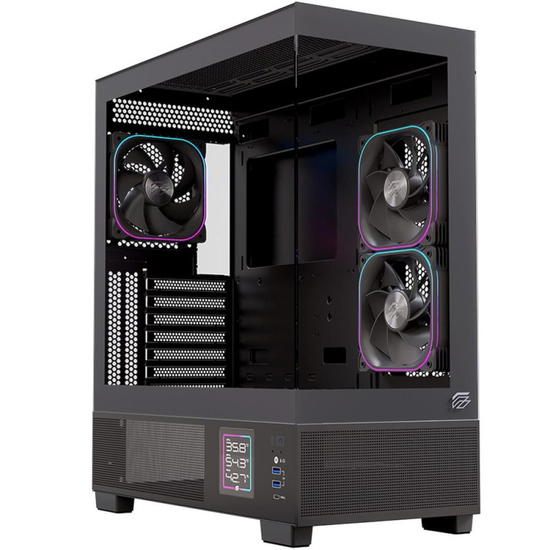 Caja ordenador gaming einarex s501d atx rgb cristal templado negra